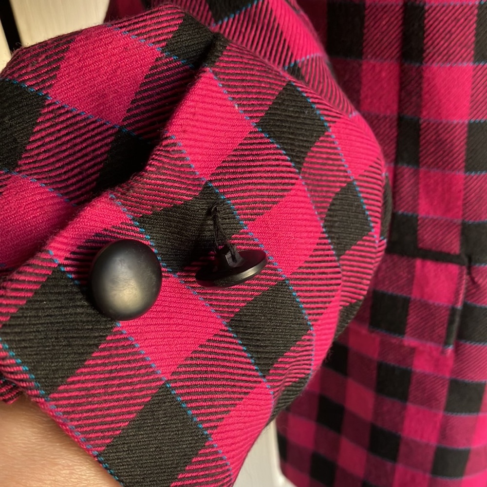 VTG 90s Hot Pink & Black Checkered Print Blazer Size 12 - Picture 3 of 8